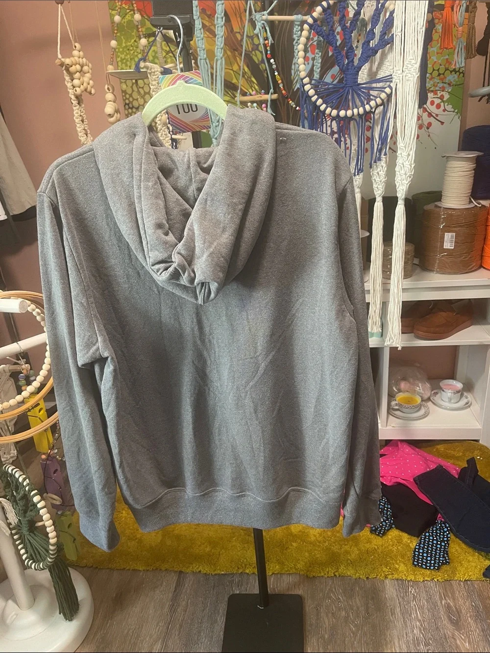 The North Face Gray Zip-Up Hoodie with Blue Logo